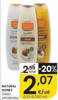Eroski Natural honey - geles señalizados oferta