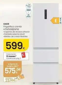 Eroski Haier - frigorifico combi htw5618enpw oferta