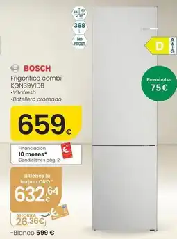 Eroski Bosch - frigorífico combi kgn39vidb oferta