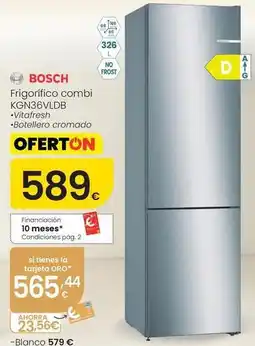 Eroski Bosch - frigorífico combi kgn36vldb oferta