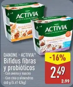 ALDI Danone - activia bífidus fibras y probióticos con avena y nueces oferta