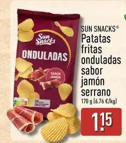 ALDI Sun snack - patatas fritas onduladas sabor jamon serrano oferta