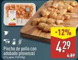 ALDI Pincho de pollo con adobado provenzal 475 g aprox oferta