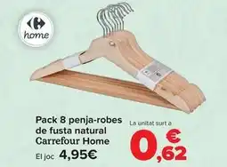 Carrefour Carrefour home - pack 8 perchas de madera natural oferta