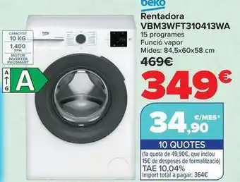 Carrefour Beko - lavadora vbm3wft310413wa oferta