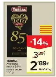 Caprabo Torras - xocolata negra 85% sense sucre oferta