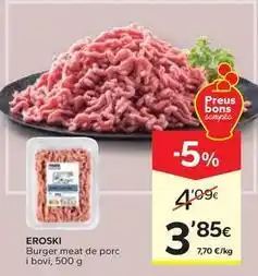 Caprabo Eroski - burger meat de porc i bovi oferta
