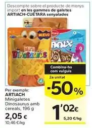 Caprabo Artiach - minigaletes dinosaurus amb cereals oferta