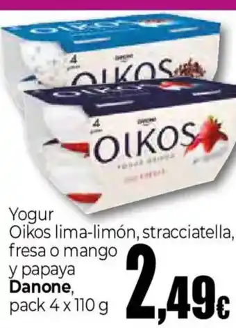 Danone Yogur Oikos lima-limón, stracciatella, fresa o mango y papaya