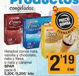 Economy Cash Spar - helados conos nata, nata y fresa o nata y caramel oferta