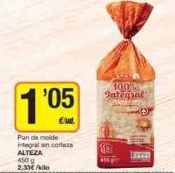 Economy Cash Alteza - pan de molde integral sin corteza oferta