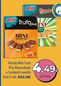 SPAR Lanzarote Kalise - helado mini trufo plus almendrado o sandwich vainilla oferta