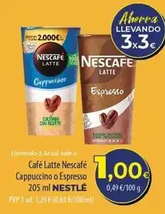SPAR Lanzarote Nestlé - cafe latte nescafe cappuccino o espresso oferta