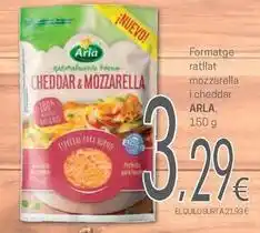 Valvi Supermercats Arla - formatge ratllat mozzarella i cheddar oferta