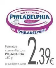 Valvi Supermercats Philadelphia - formatge crema s/lactosa oferta