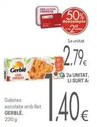 Valvi Supermercats Gerblé - galetes xocolata amb llet oferta