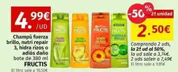 Maskom Supermercados Fructis - champú fuerza brillo, nutri repair 3, hidra rizos o adiós dano bote oferta