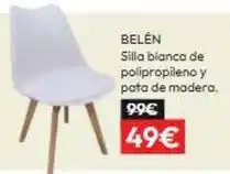 Muebles La Fábrica Silla blanca de polipropileno y pata de madera oferta