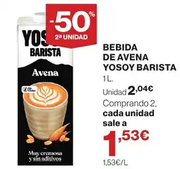 Supercor YOSOY Bebida de avena barista oferta
