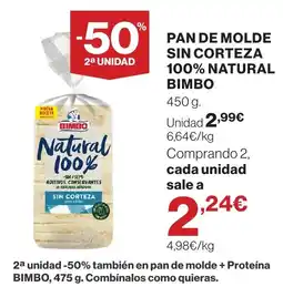 Supercor BIMBO Pan de molde sin corteza 100% natural oferta
