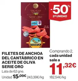 Supercor Filetes de anchoa del cantábrico en aceite de oliva serie oro oferta