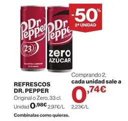 Supercor DR. PEPPER Refrescos original o zero oferta