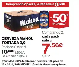 Supercor MAHOU Cerveza tostada 0,0 oferta
