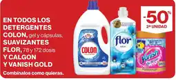 Supercor COLON,FLOR y VANISH En todos los detergentes, gel y cápsulas, suavizantes y calgon y gold oferta
