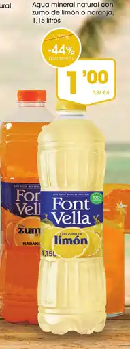 Supermercados Plaza Agua mineral natural con zumo de limón o naranja oferta