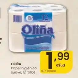 Eroski OLIÑA Papel higiénico suave, 12 rollos oferta