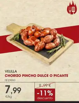 Supermercados Plaza Velilla chorizo pincho dulce o picante oferta