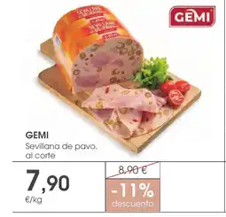 Supermercados Plaza GEMI Sevillana de pavo, al corte oferta