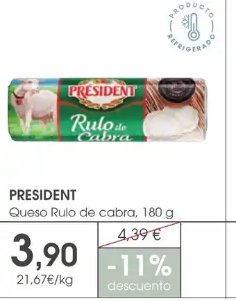 Supermercados Plaza PRESIDENT Queso Rulo de cabra oferta