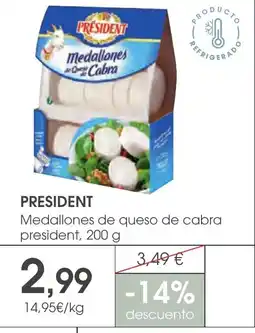 Supermercados Plaza PRESIDENT Medallones de queso de cabra oferta