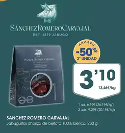 Supermercados Plaza SANCHEZ ROMERO CARVAJAL Jabuguitos chorizo de bellota 100% ibérico oferta