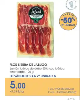 Supermercados Plaza FLOR SIERRA DE JABUGO Jamón ibérico de cebo 50% raza ibérica loncheado oferta