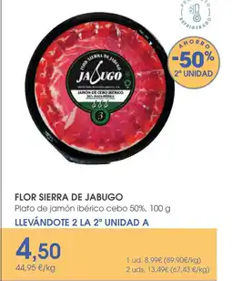 Supermercados Plaza FLOR SIERRA DE JABUGO Plato de jamón ibérico cebo 50% oferta