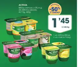 Supermercados Plaza ACTIVIA Bífidus cremoso o 0% m.g, de distintos sabores oferta