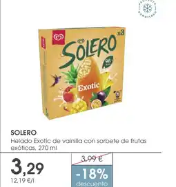 Supermercados Plaza SOLERO Helado Exotic de vainilla con sorbete de frutas exóticas oferta