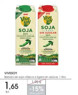 Supermercados Plaza VIVESOY Bebida de soja clásica o ligera sin azúcar oferta