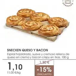 Supermercados Plaza Snecken queso y bacon oferta