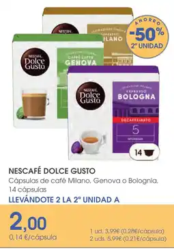 Supermercados Plaza NESCAFÉ DOLCE GUSTO Cápsulas de café Milano, Genova o Bolognia, 14 cápsulas oferta