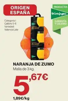 Hipercor Origen - naranja de zumo oferta