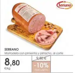 Supermercados Plaza Serrano - mortadela con pimiento y pistacho oferta
