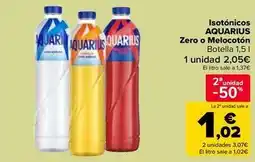 Carrefour AQUARIUS Isotónicos Zero o Melocotón oferta