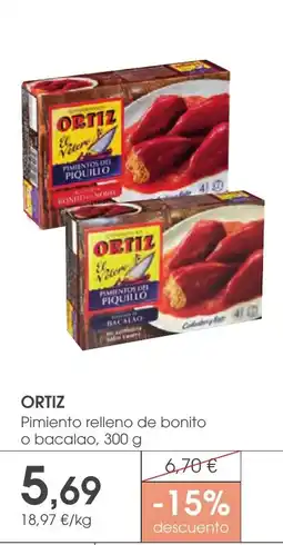 Supermercados Plaza ORTIZ Pimiento relleno de bonito o bacalao oferta