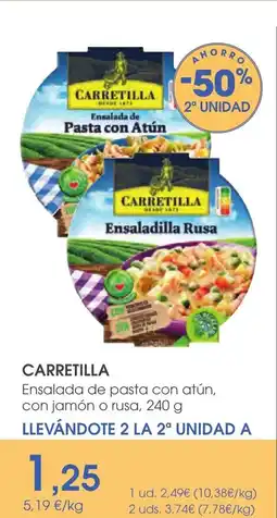 Supermercados Plaza CARRETILLA Ensalada de pasta con atún, con jamón o rusa oferta