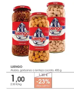Supermercados Plaza LUENGO Alubia, garbanzo o lenteja cocida oferta