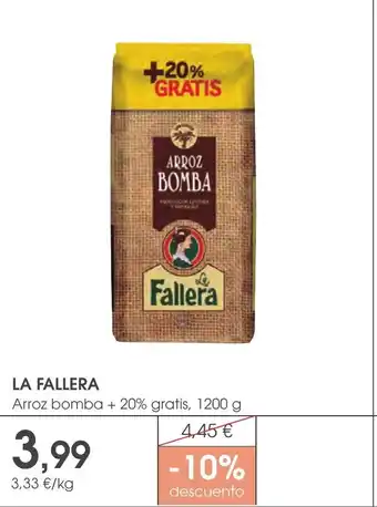 Supermercados Plaza LA FALLERA Arroz bomba + 20% gratis oferta