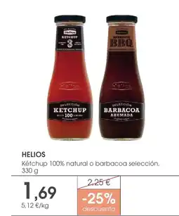 Supermercados Plaza HELIOS Kétchup 100% natural o barbacoa selección oferta